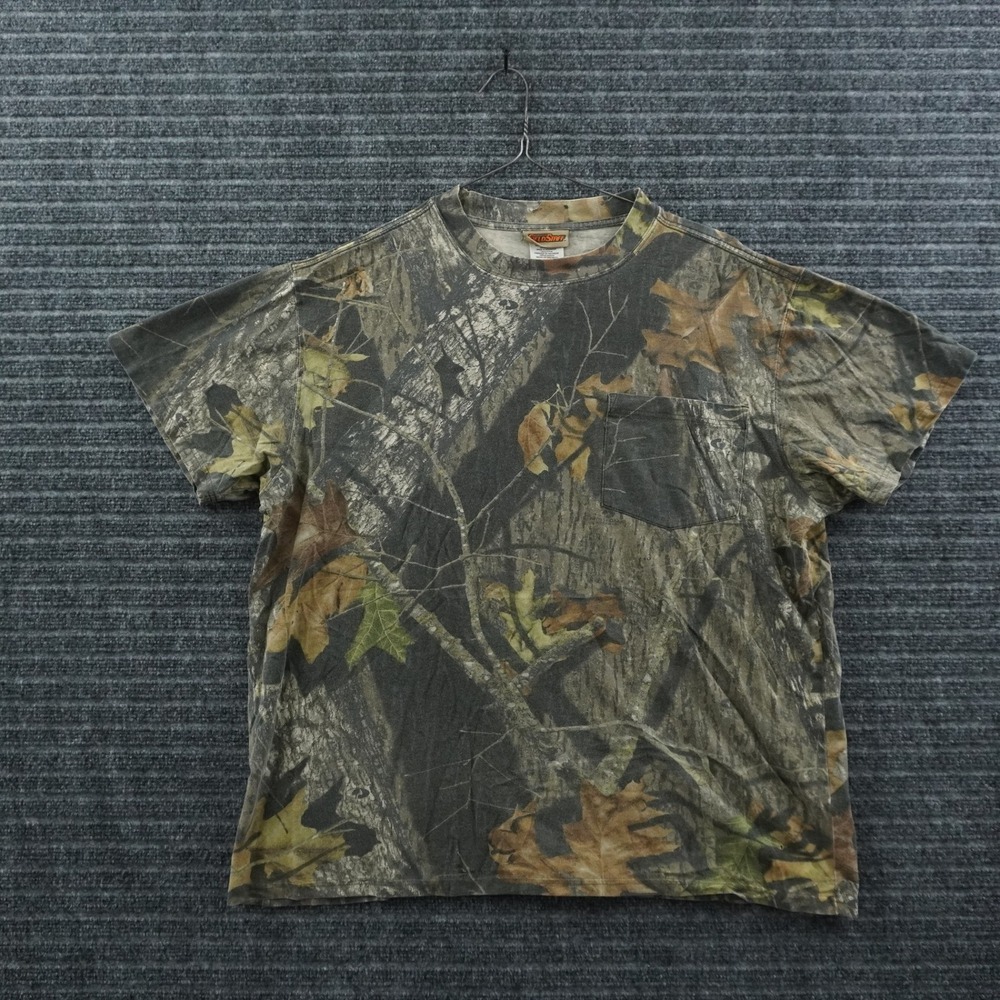 Mossy Oak Field Staff T-Shirt Mens XL‎ Camo Pocket Vintage Y2K Break-Up Tee